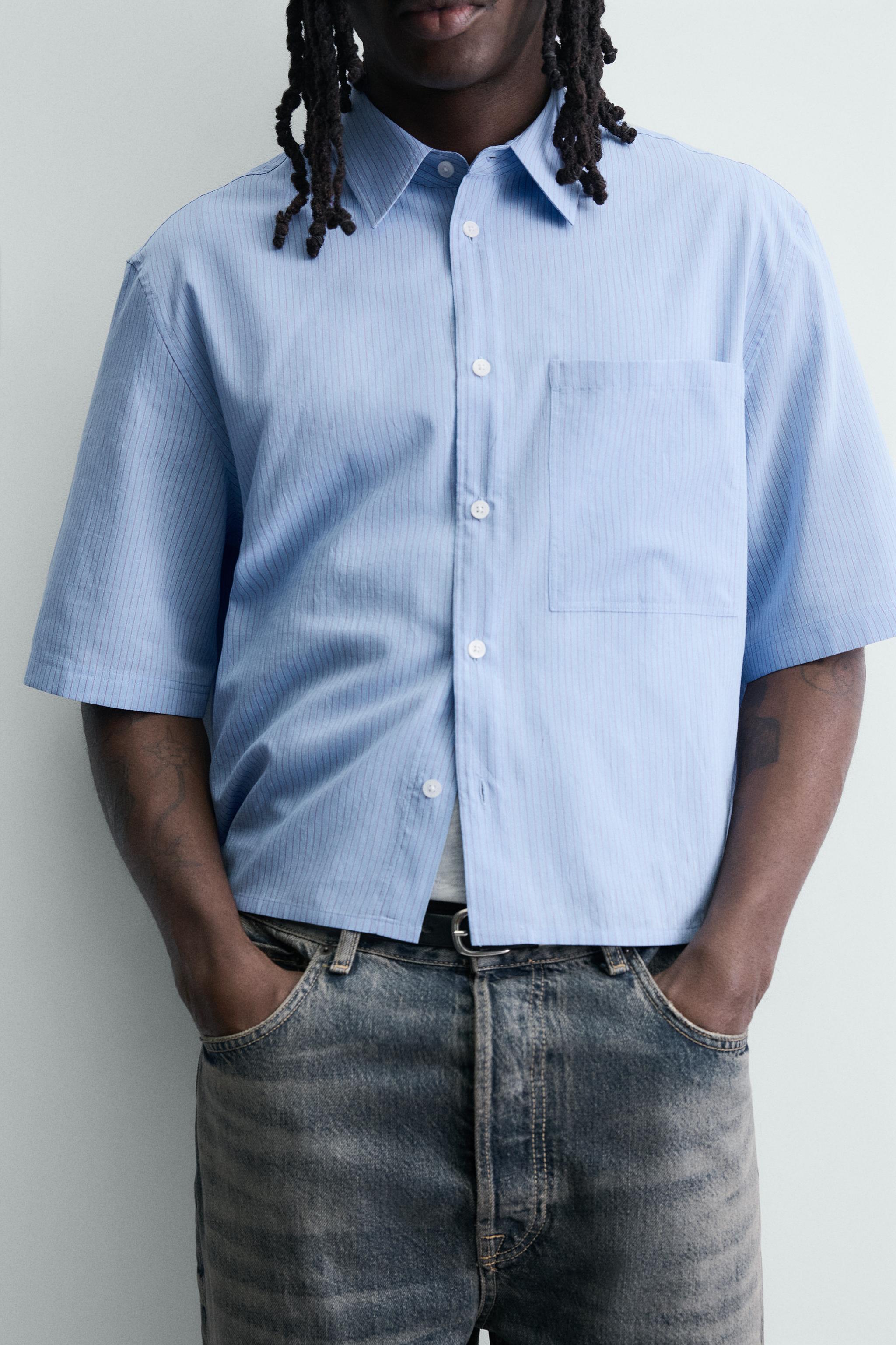 CHEMISE COURTE AJUSTÉE À CARREAUX